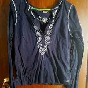Blue bohemian style long sleeve shirt medium